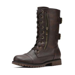 Brown combat boots, 8.5